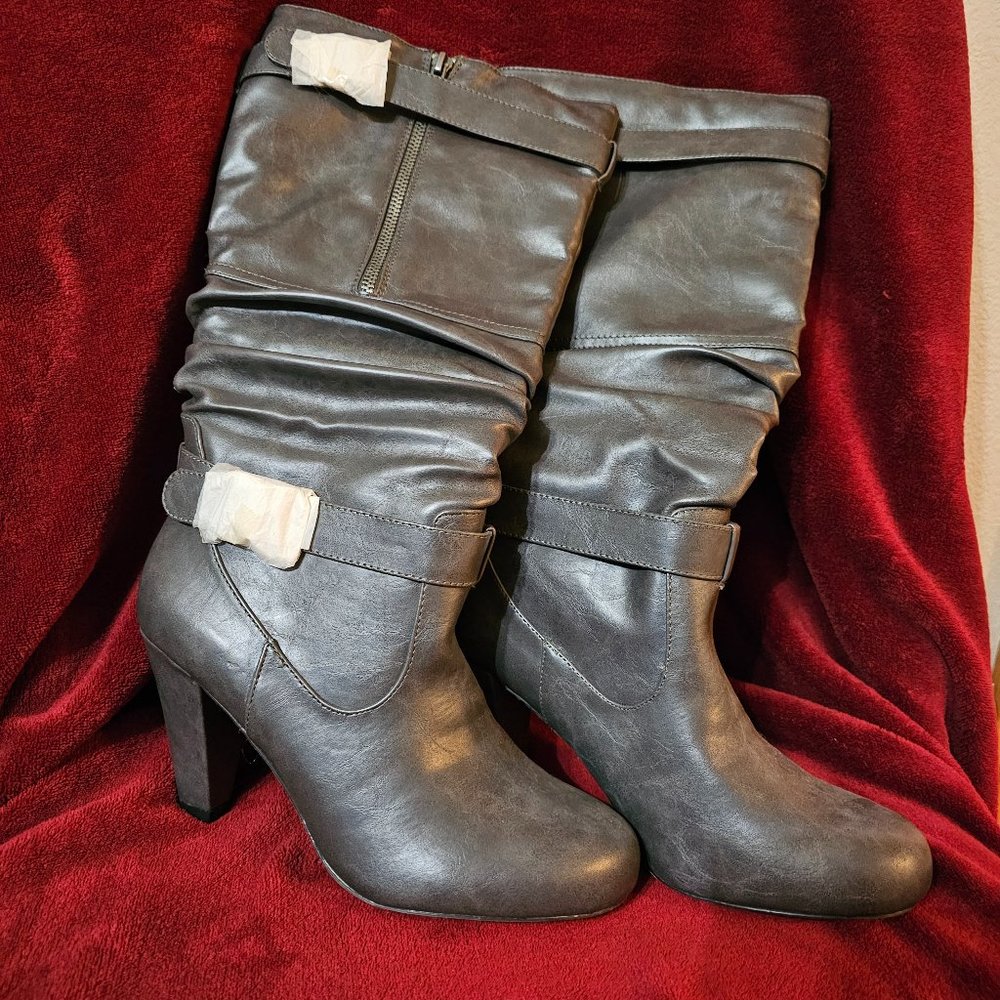 NWOT Gray Heeled Boots